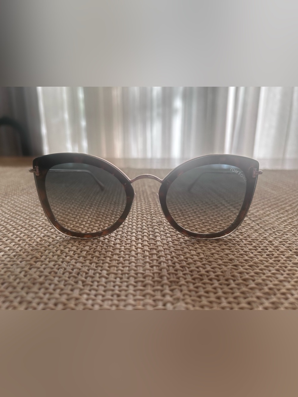 Tom Ford Charlotte 62mm Gold Tone w/Havana Tortoise Butterfly Shape Polarized.